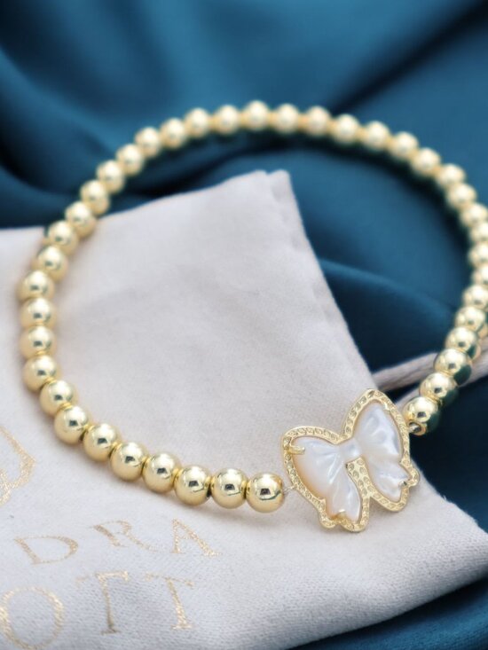 Kendra Scott Jewelry - Kendra Scott Haley Bow Gold Mother--Pearl Stretch Bracelet NEW Perfect condition